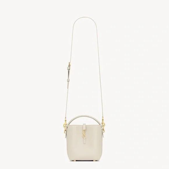 Saint Laurent Le 37 Mini Leather Bucket Bag, BLANC VINTAGE - Picture 2 of 11